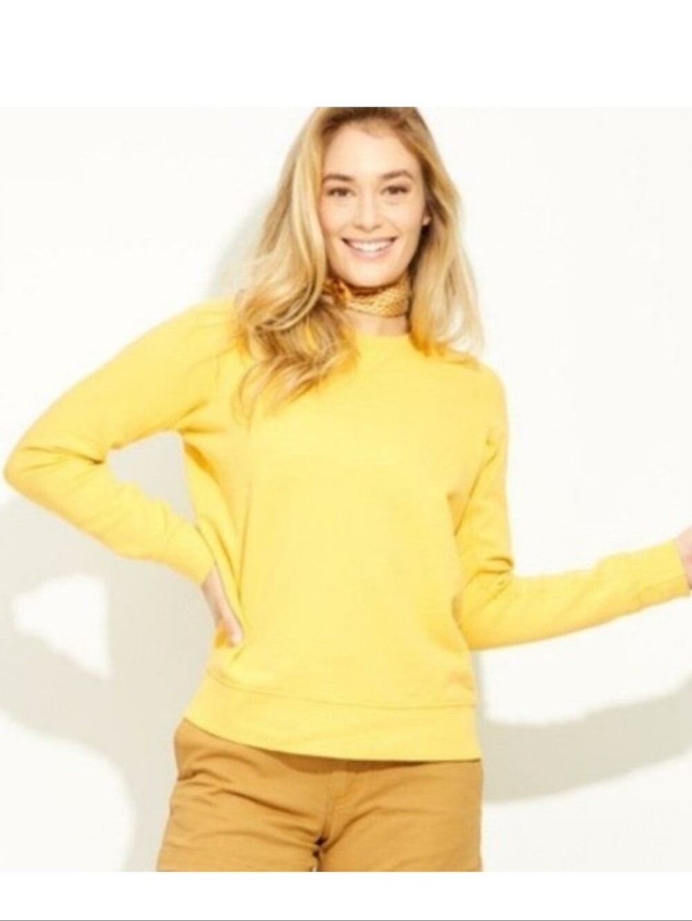Pact Organic Cotton Sweatshirt Goldenrod Yellow Cozycore Athleisure Active Sz L